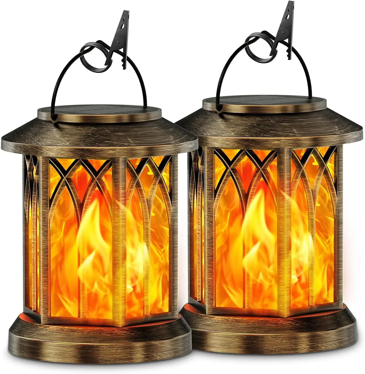 Waterproof Flickering Flame Solar Lantern Outdoor Garden Patio Decor