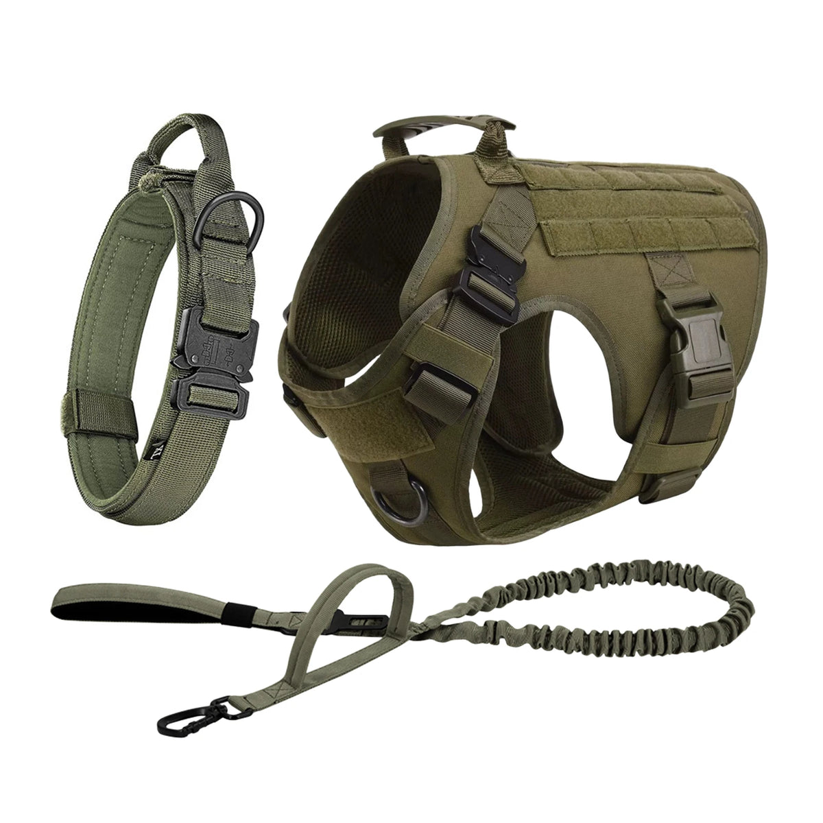 Petravel Tactical Dog Harness With Molle Pouch And Buckle