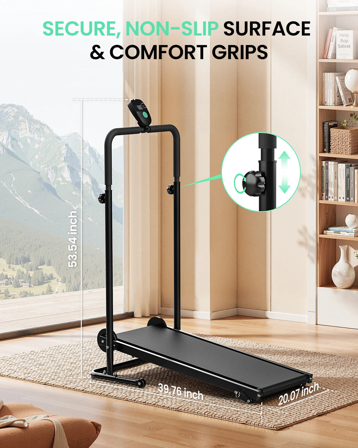 AKLUER Manual Treadmill Dual Flywheel Fixed Incline LCD Home Gym
