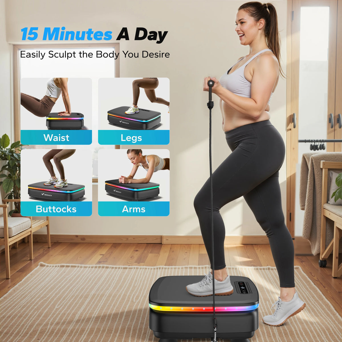 MERACH Vibration Plate Exercise Machine With Light Whole Body Workout