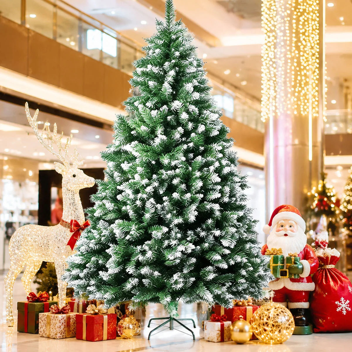 Classic Unlit Flocked Artificial Christmas Tree For Home Decor