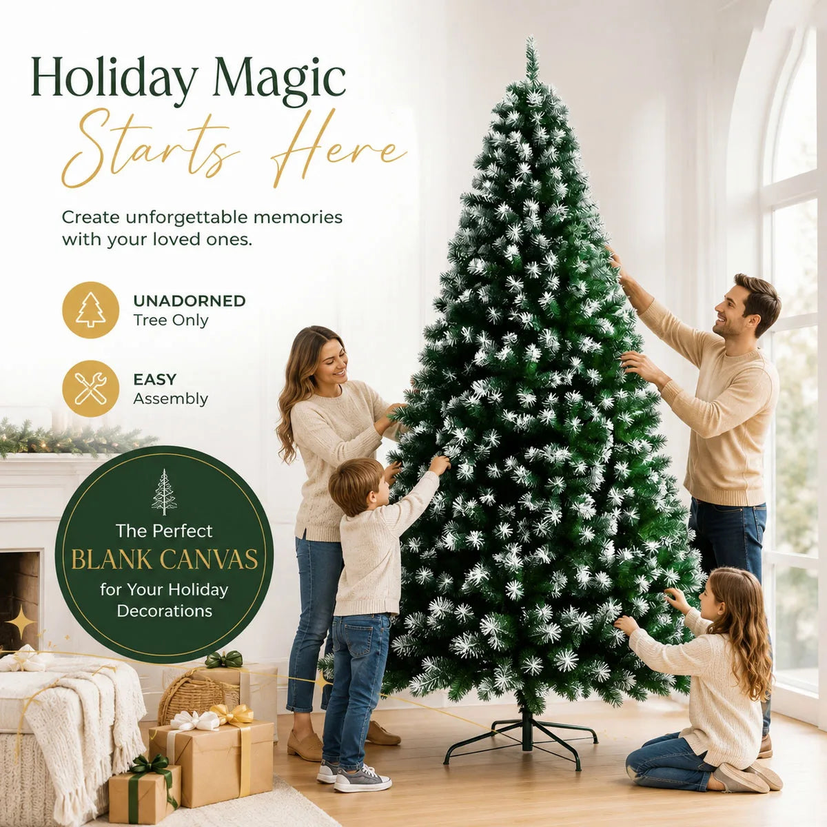 Classic Unlit Flocked Artificial Christmas Tree For Home Decor