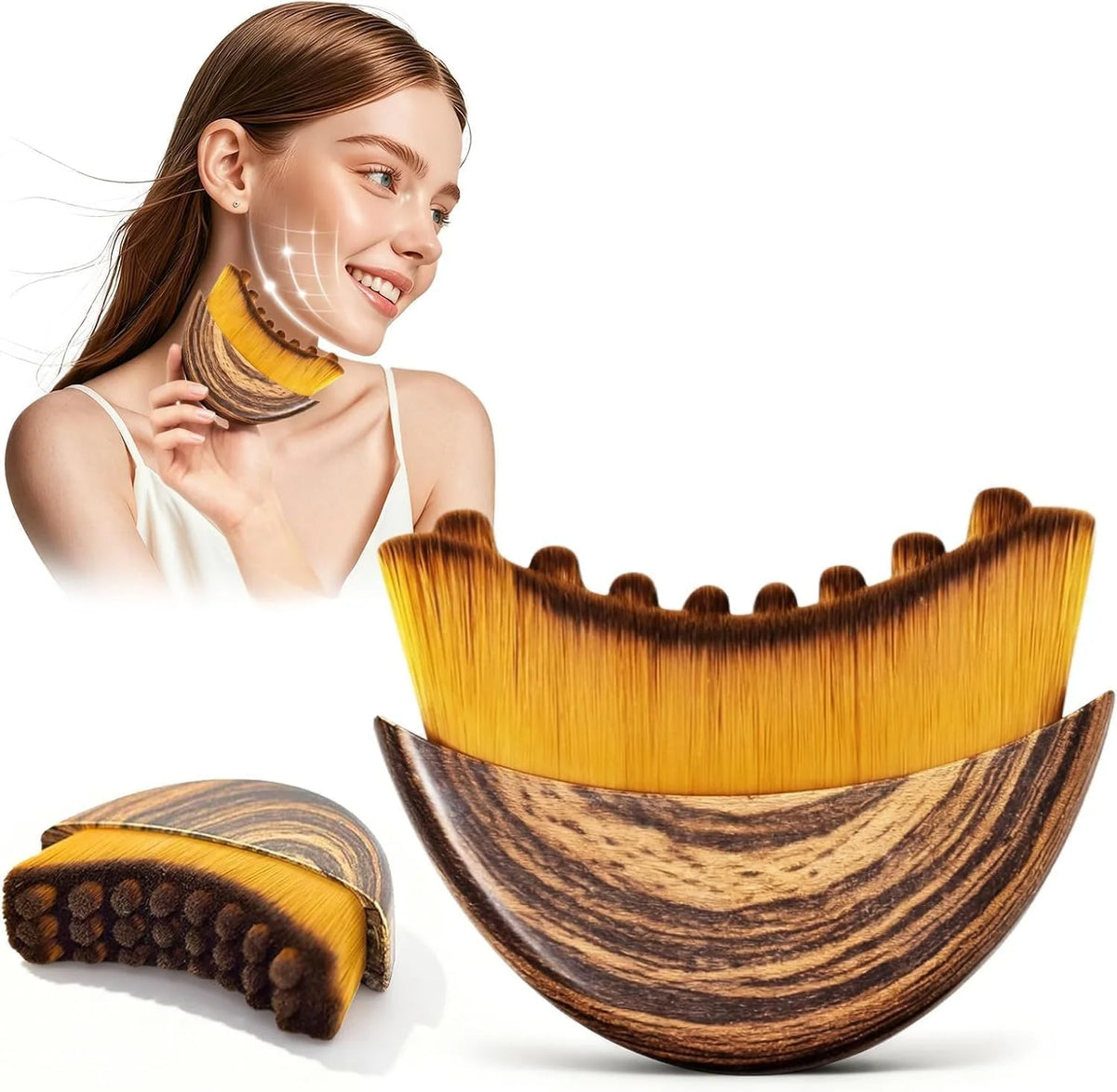 Natural Wood Lymphatic Face Brush For Gentle Facial Drainage Care