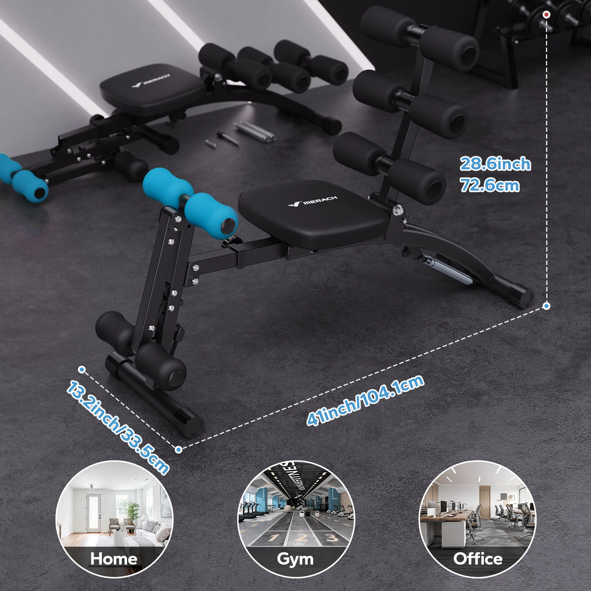 Merach Adjustable Ab Machine Workout Bench for Home Gym