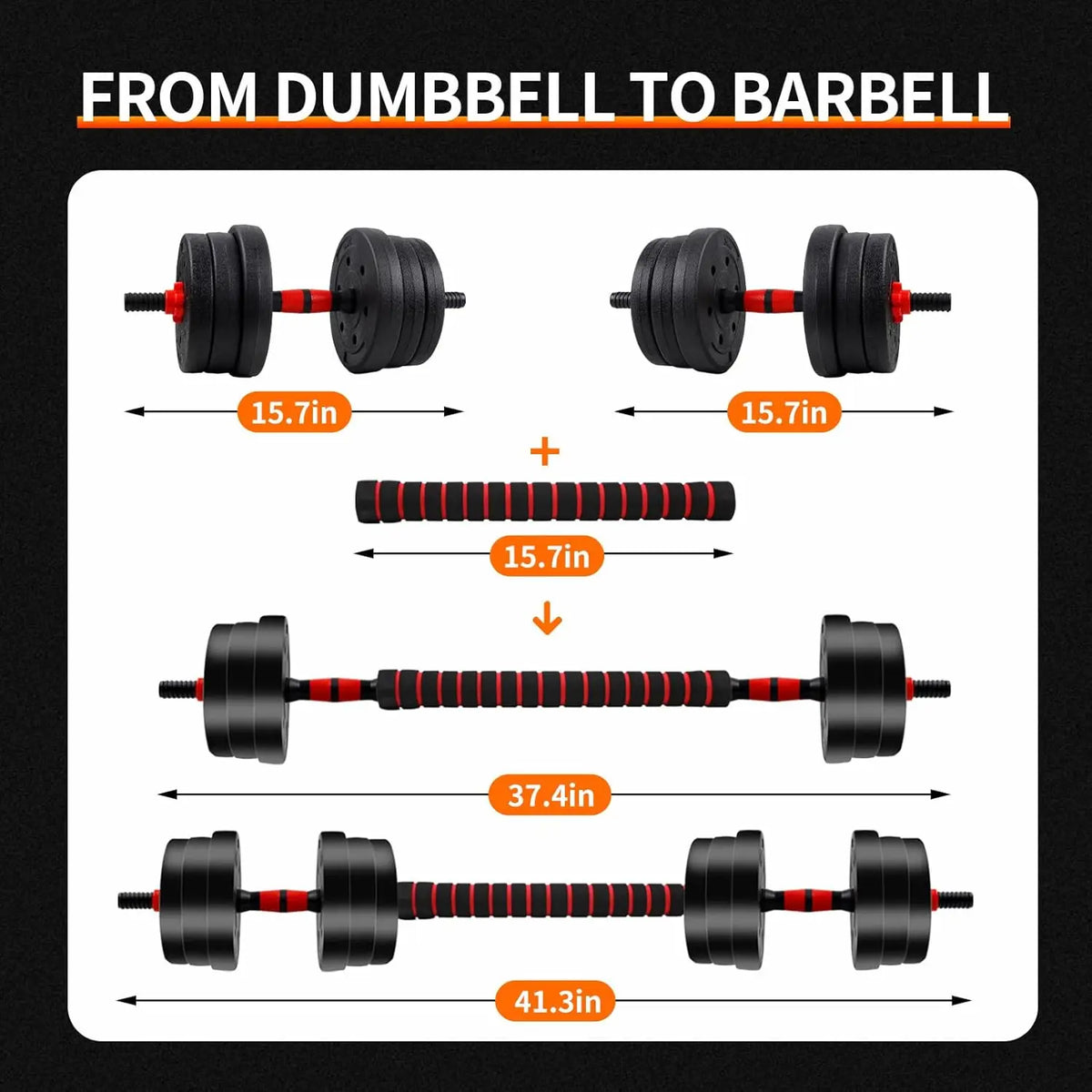 Adjustable Dumbbell Barbell Set Anti Slip Grip Fitness Home Gym