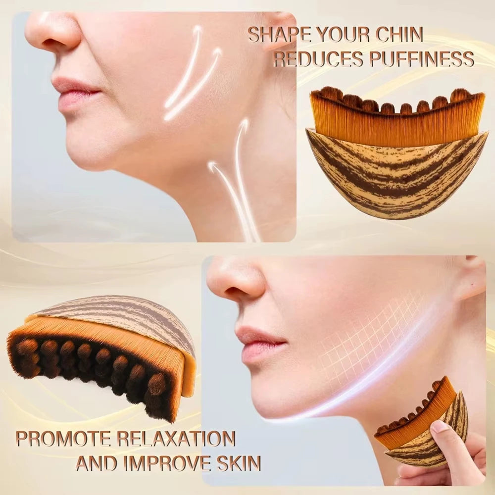 Natural Wood Lymphatic Face Brush For Gentle Facial Drainage Care