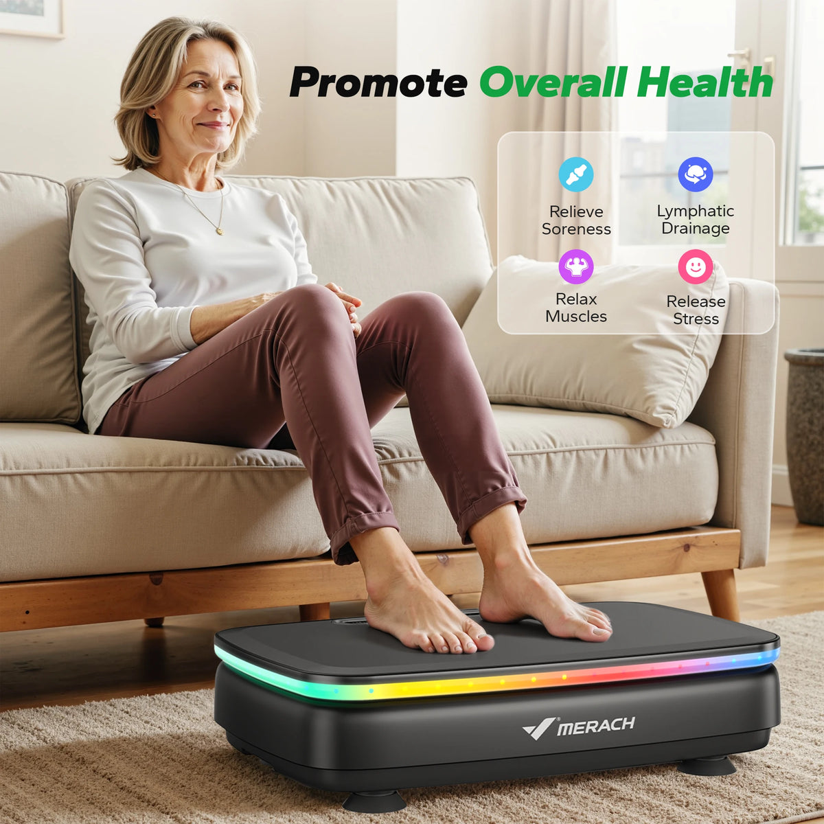 MERACH Vibration Plate Exercise Machine With Light Whole Body Workout