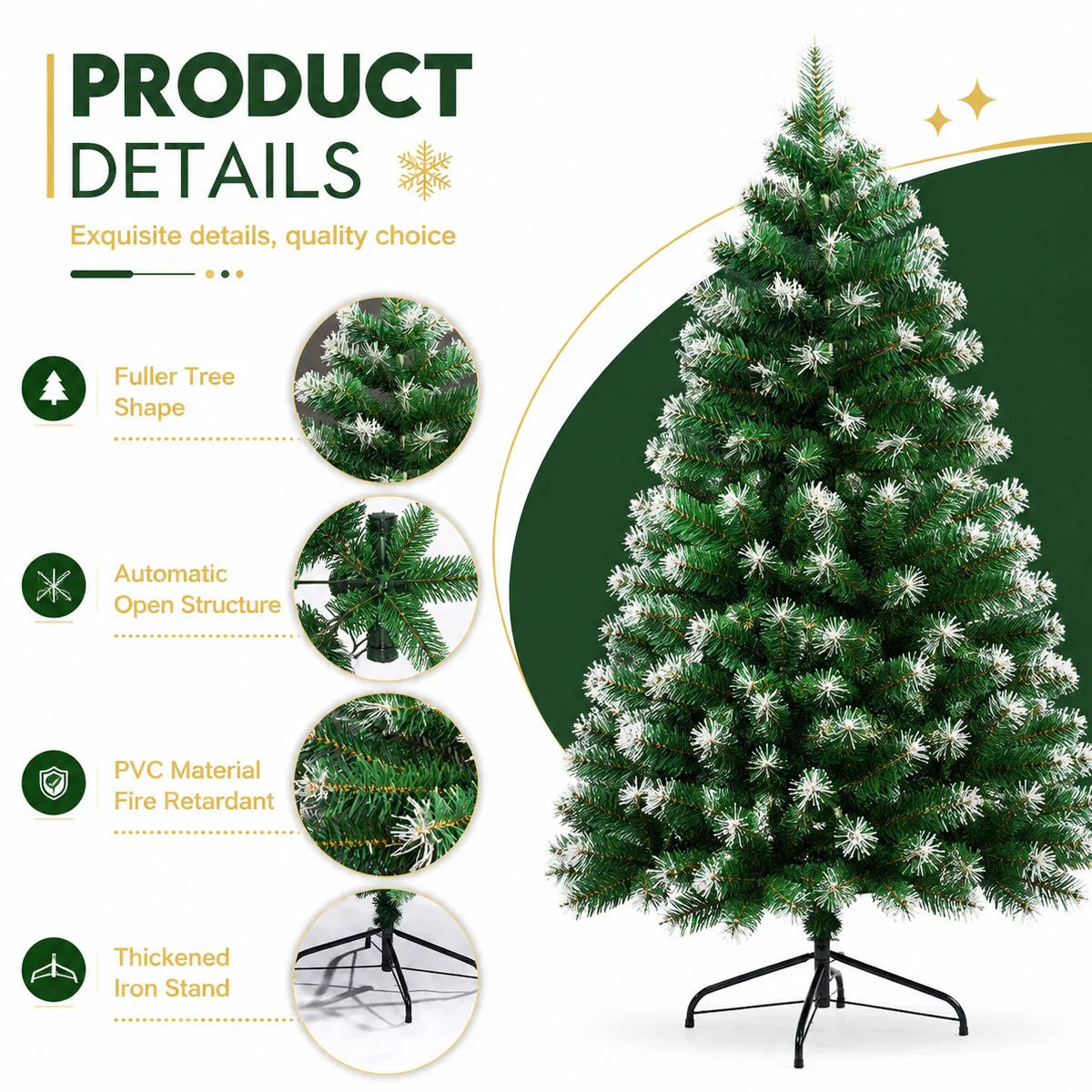 Classic Unlit Flocked Artificial Christmas Tree For Home Decor