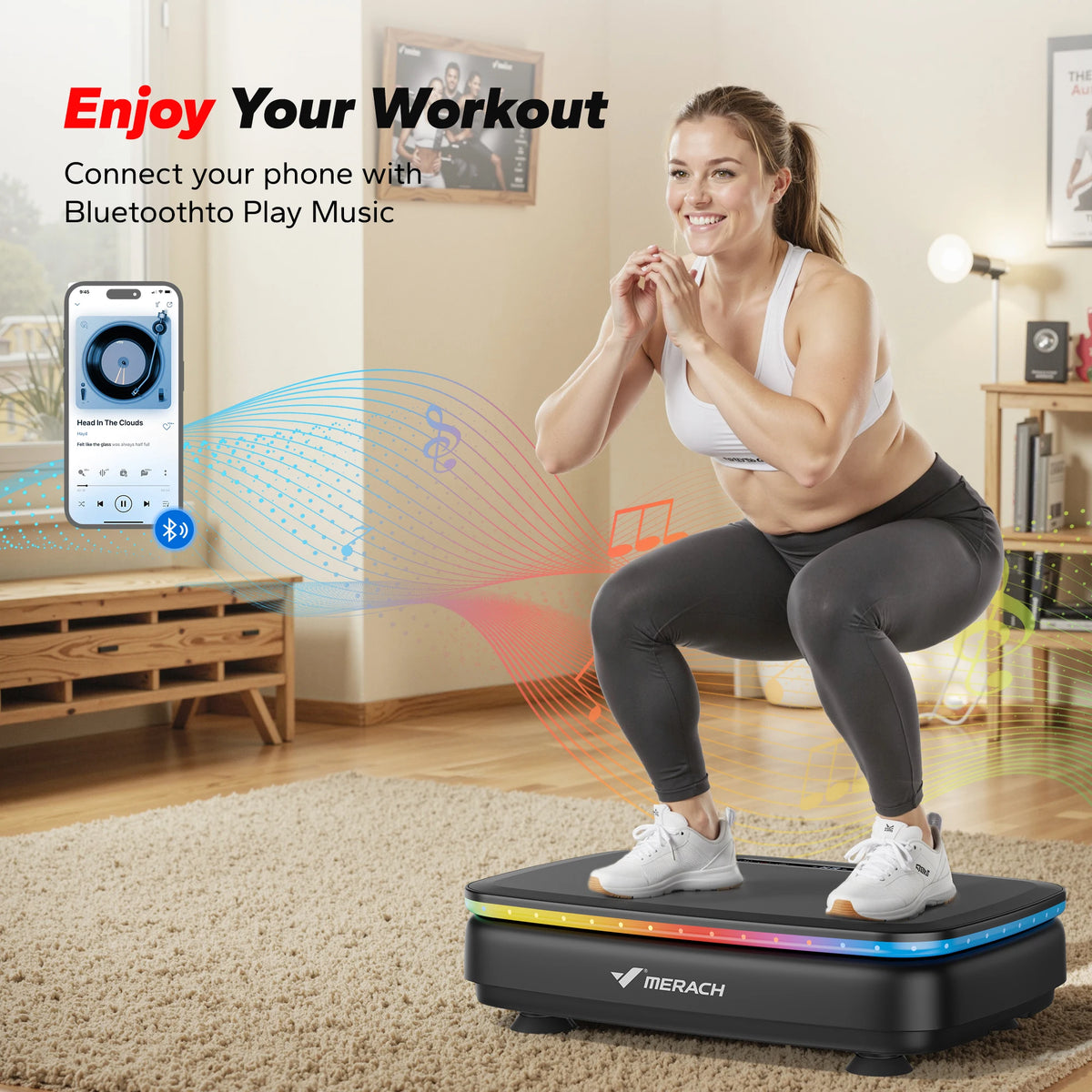 MERACH Vibration Plate Exercise Machine With Light Whole Body Workout
