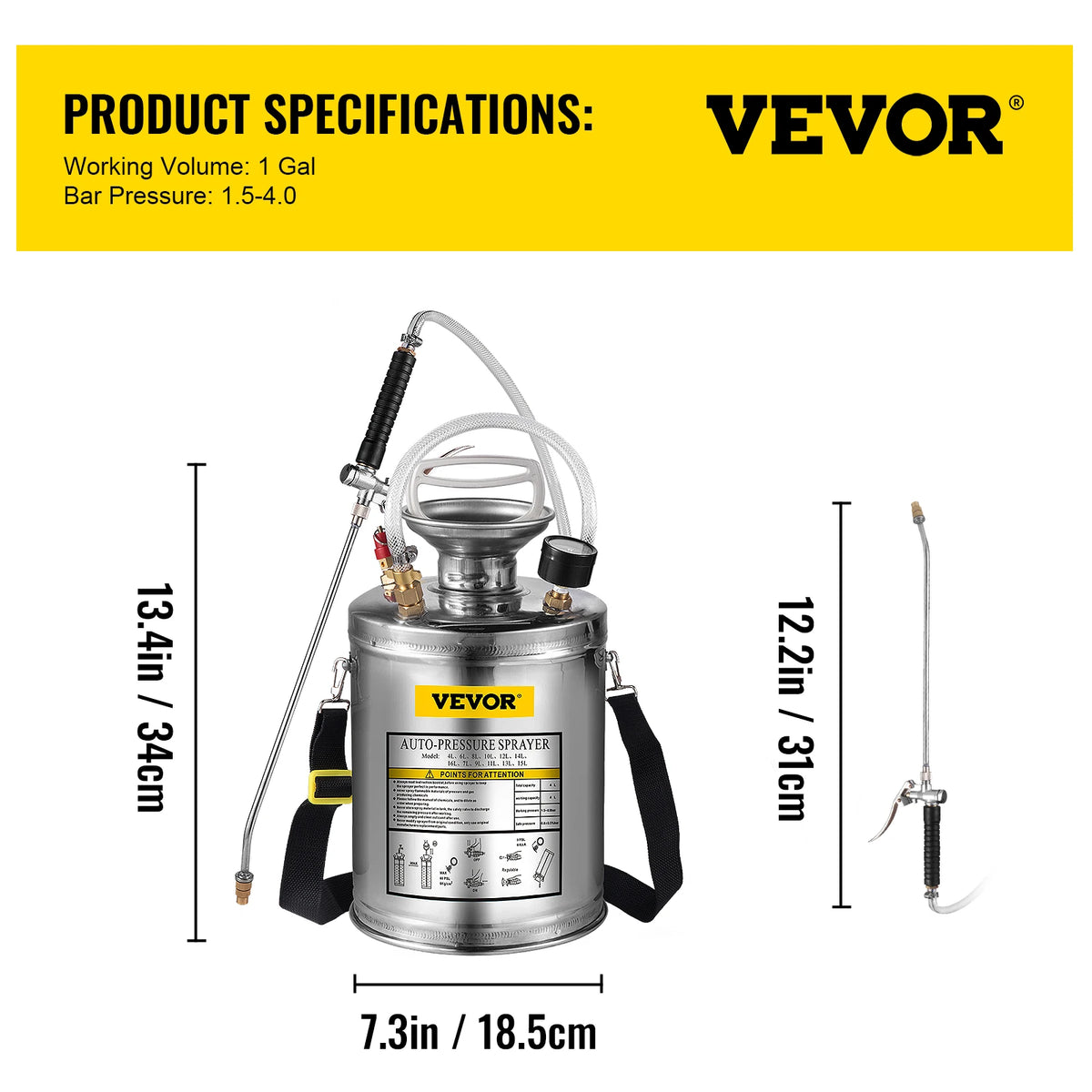 SucceBuy Stainless Steel Manual Hand Pump Garden Sprayer