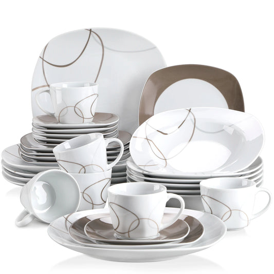 Malacasa Porcelain Ceramic Dinnerware Set For Classic Home Dining
