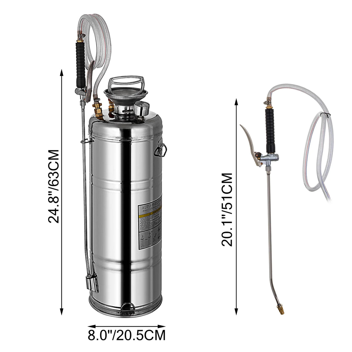 SucceBuy Stainless Steel Manual Hand Pump Garden Sprayer