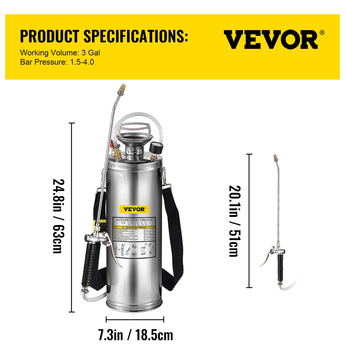 SucceBuy Stainless Steel Manual Hand Pump Garden Sprayer