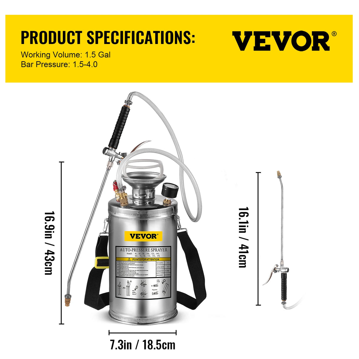 SucceBuy Stainless Steel Manual Hand Pump Garden Sprayer