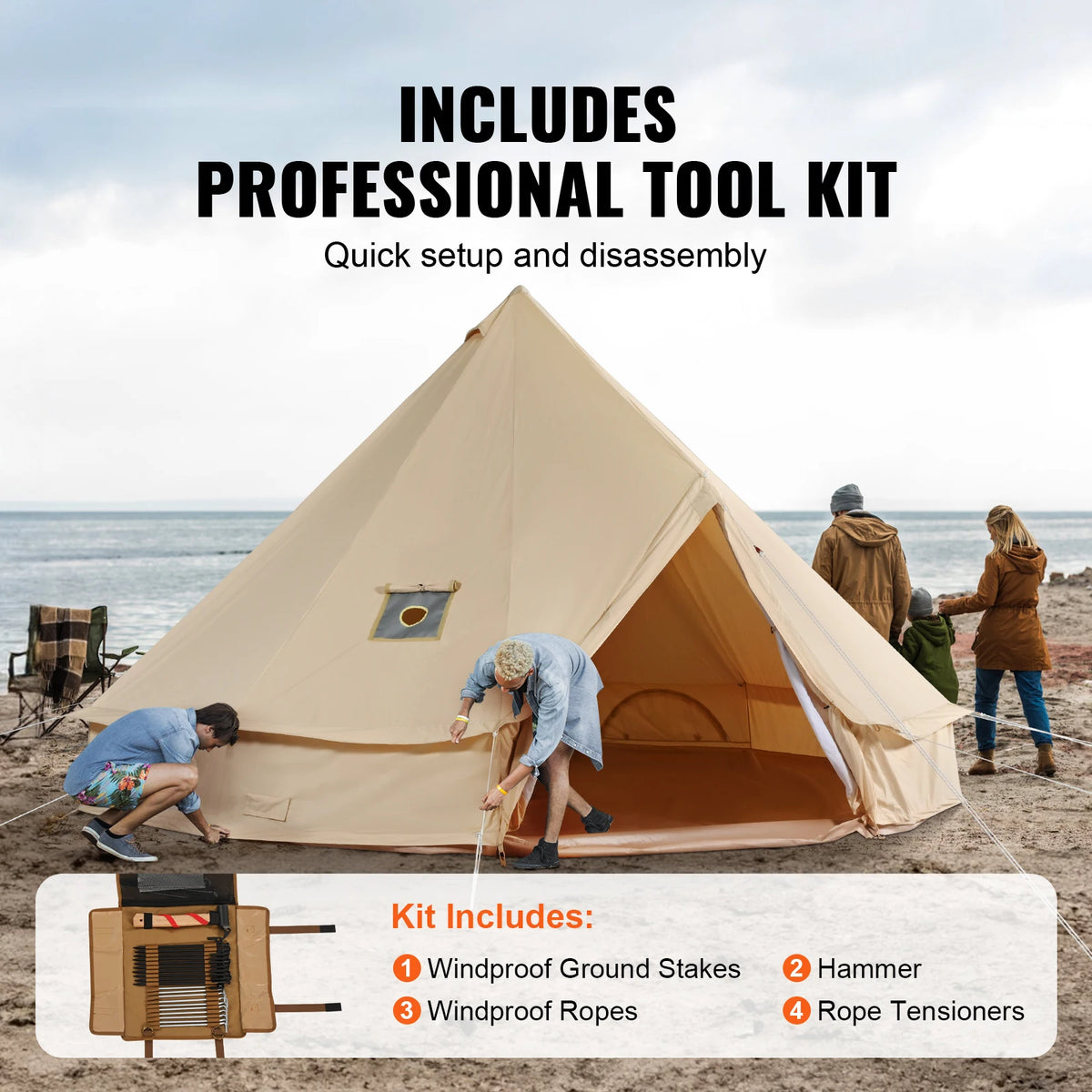 SucceBuy Canvas Bell Tent For Comfortable Four Season Camping
