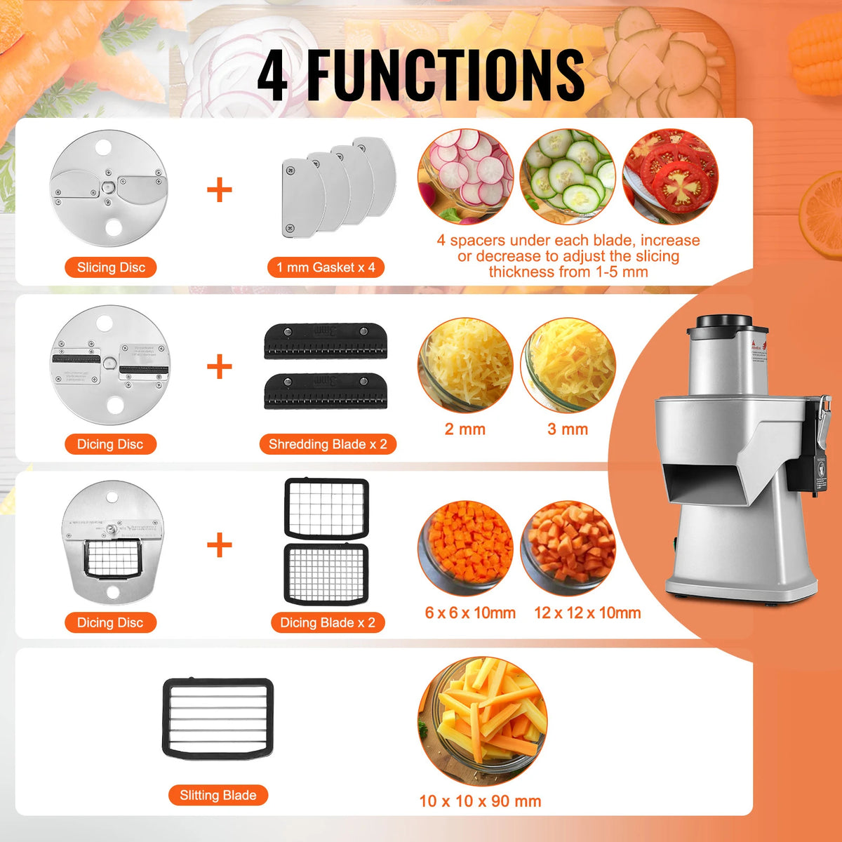 Succebuy 4 in 1 Electric Vegetable Slicer and Chopper