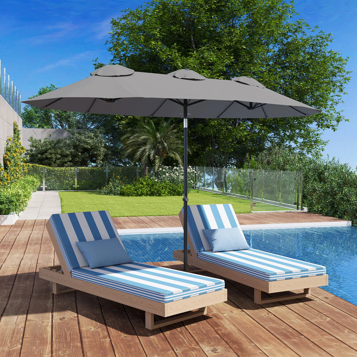 Outsunny Double Sided Patio Umbrella With Tilt And Crank