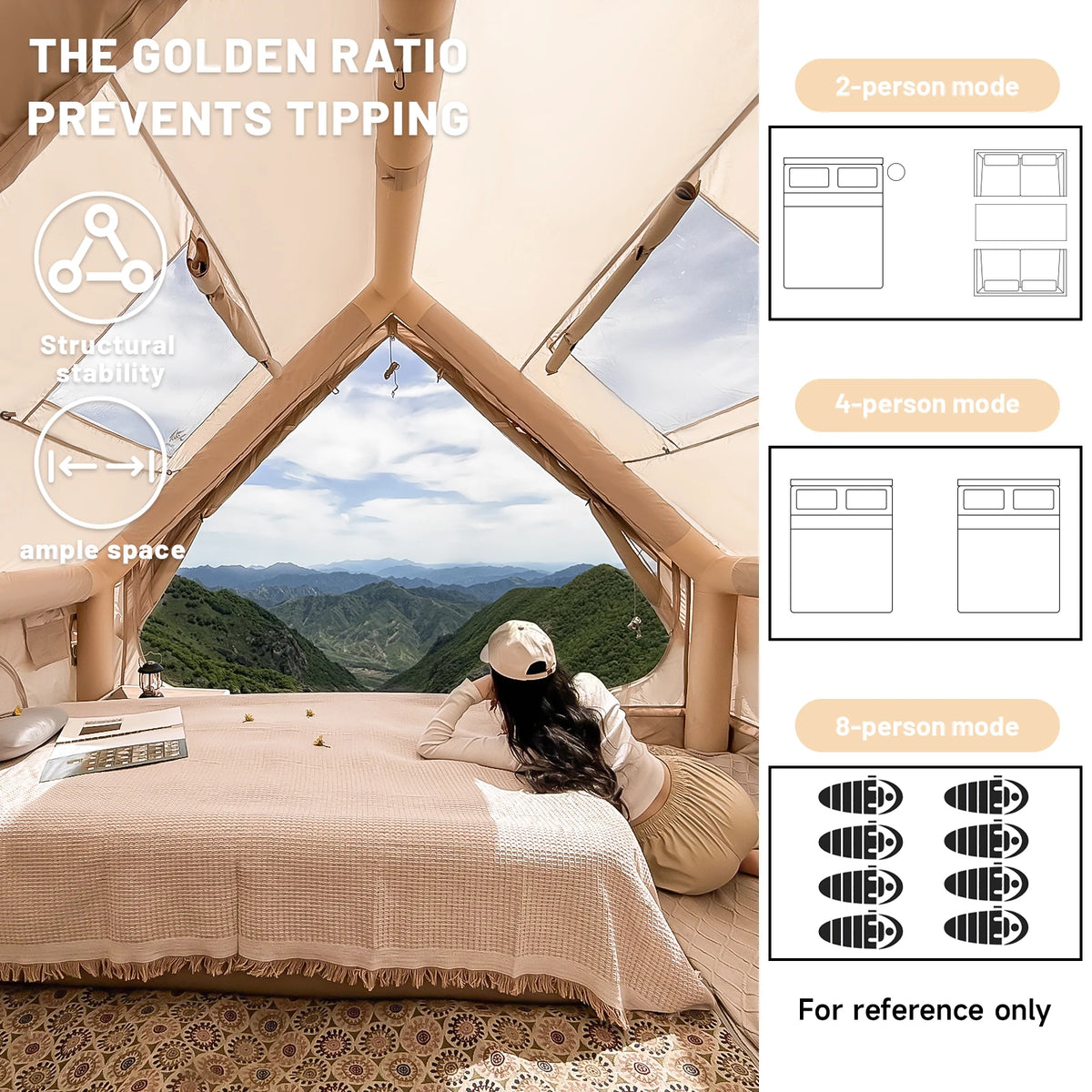 Pakicetus Luxury Inflatable Camping Tent With Skylight And Air Pump
