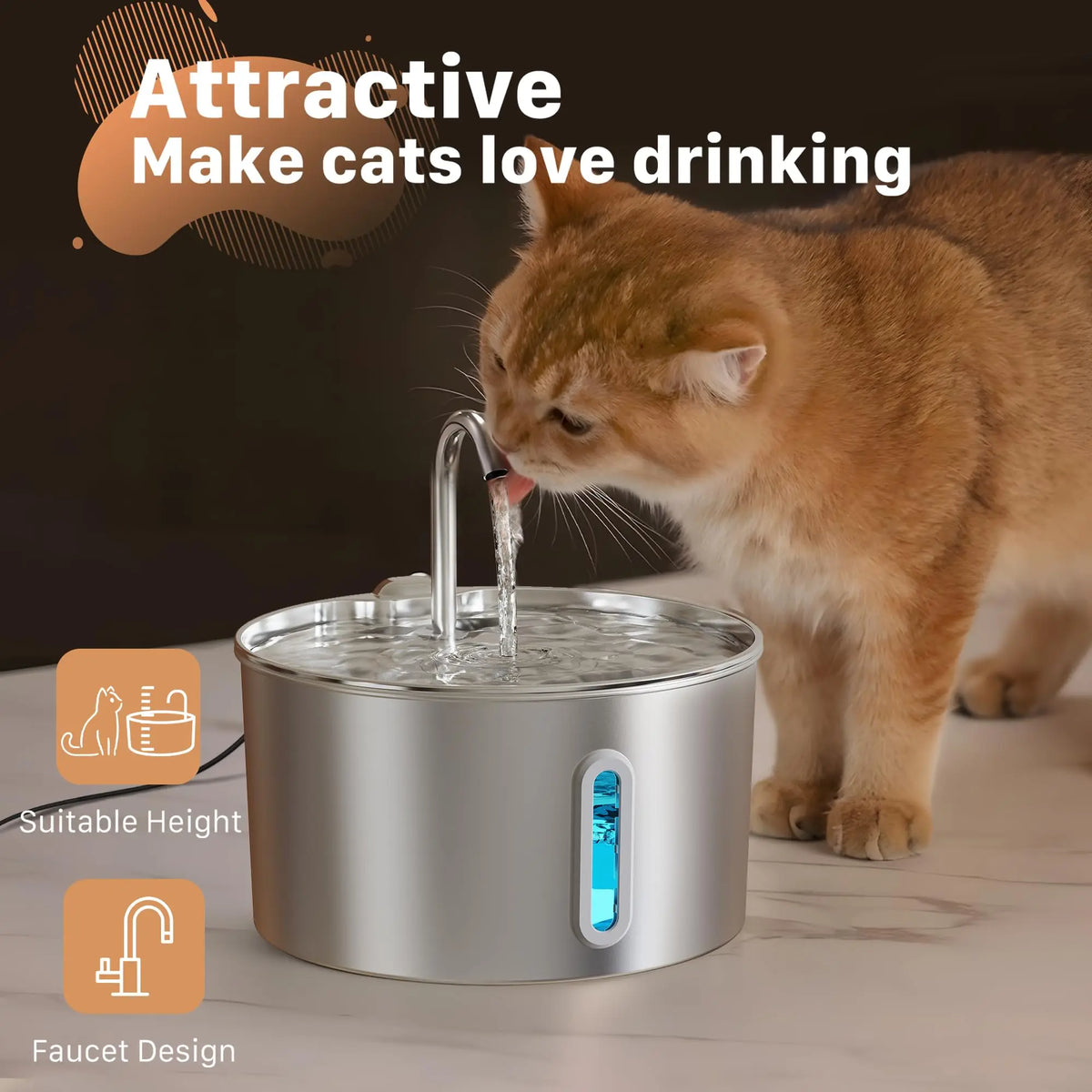 Weomg Automatic Stainless Steel Pet Water Fountain With Quiet Pump