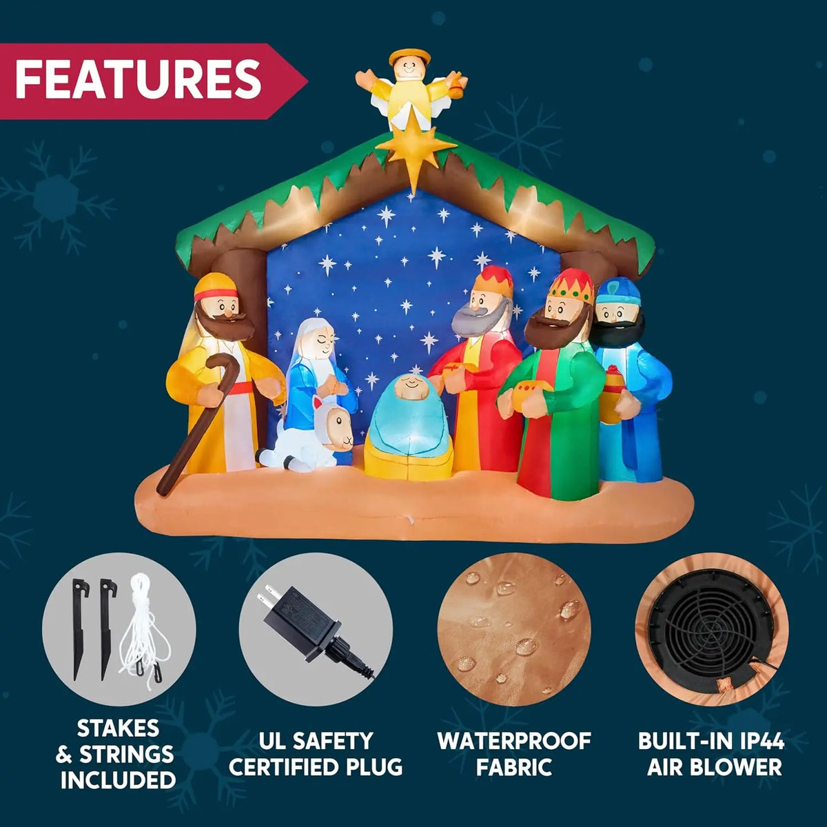 Joyfy Christmas Inflatable Nativity Scene With Built In LED Decor