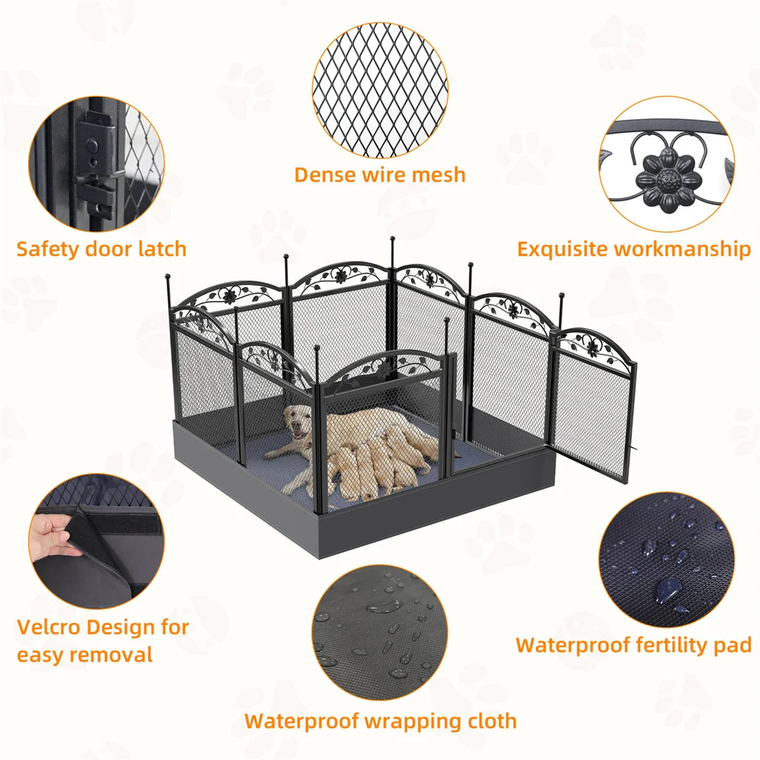 Bingopaw Heavy Duty Metal Dog Playpen With Waterproof Pad