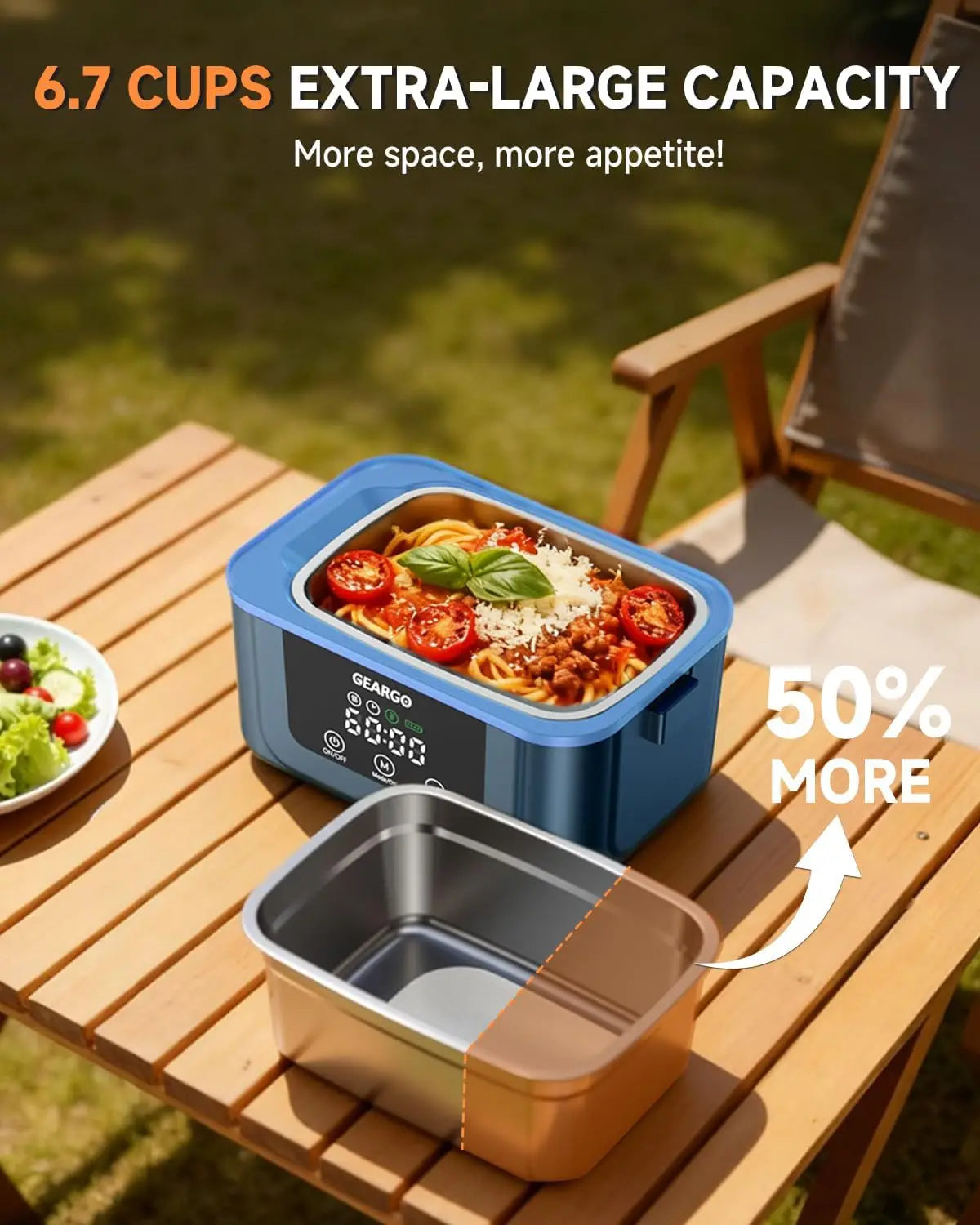 Rechargeable Cordless Electric Self Heating Lunch Box With Leakproof Seal