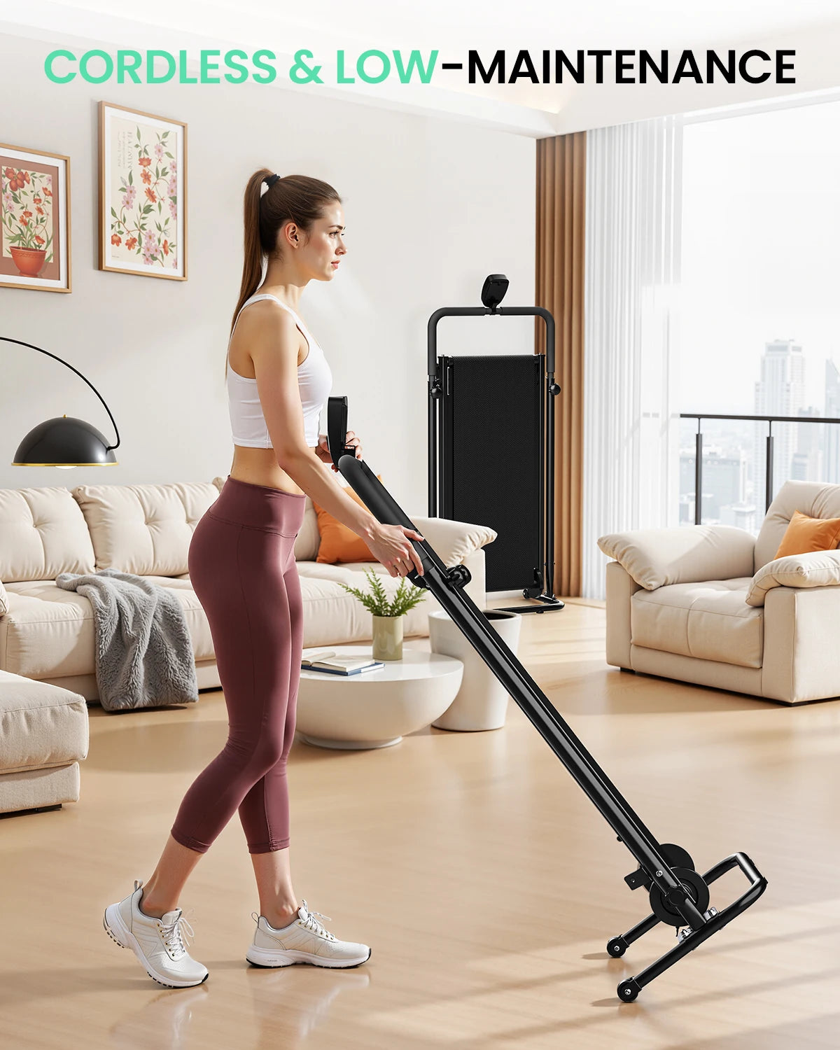 AKLUER Manual Treadmill Dual Flywheel Fixed Incline LCD Home Gym
