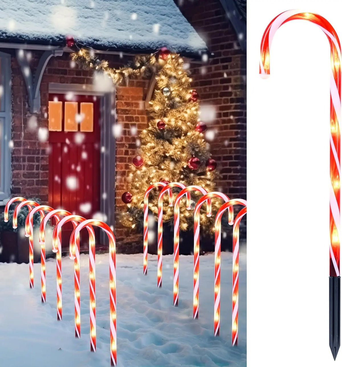 Joyfy Christmas Candy Cane Pathway Marker Outdoor Lights