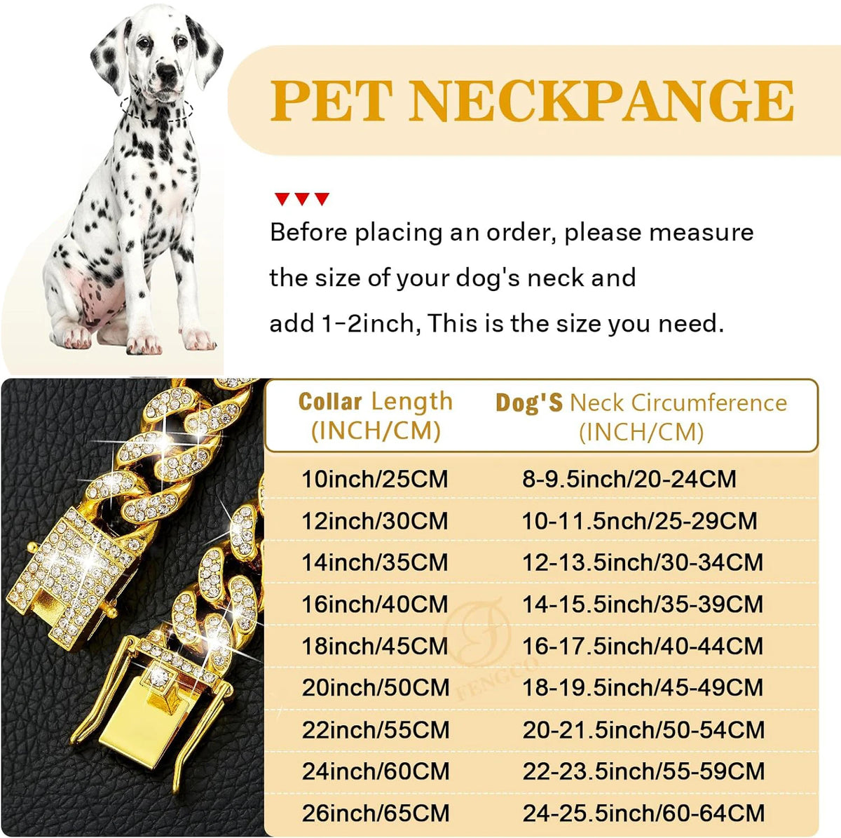 Luxury Stainless Steel Dog Chain Collar With Jeweled Accents