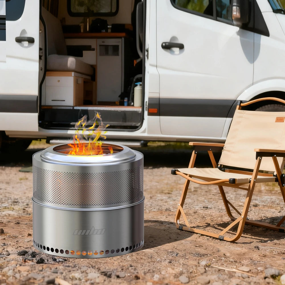 Unho Portable Smokeless Stainless Steel Outdoor Fire Pit
