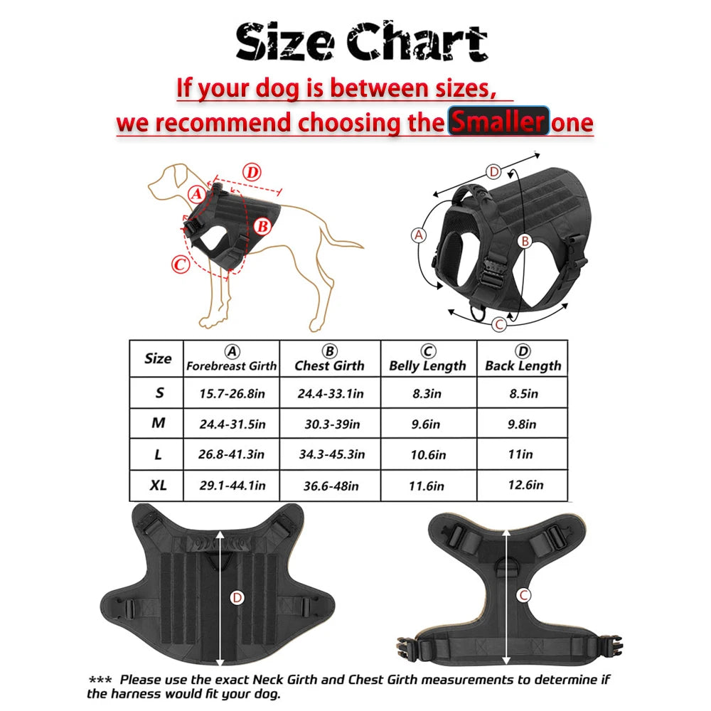 Petravel Tactical Dog Harness With Molle Pouch And Buckle
