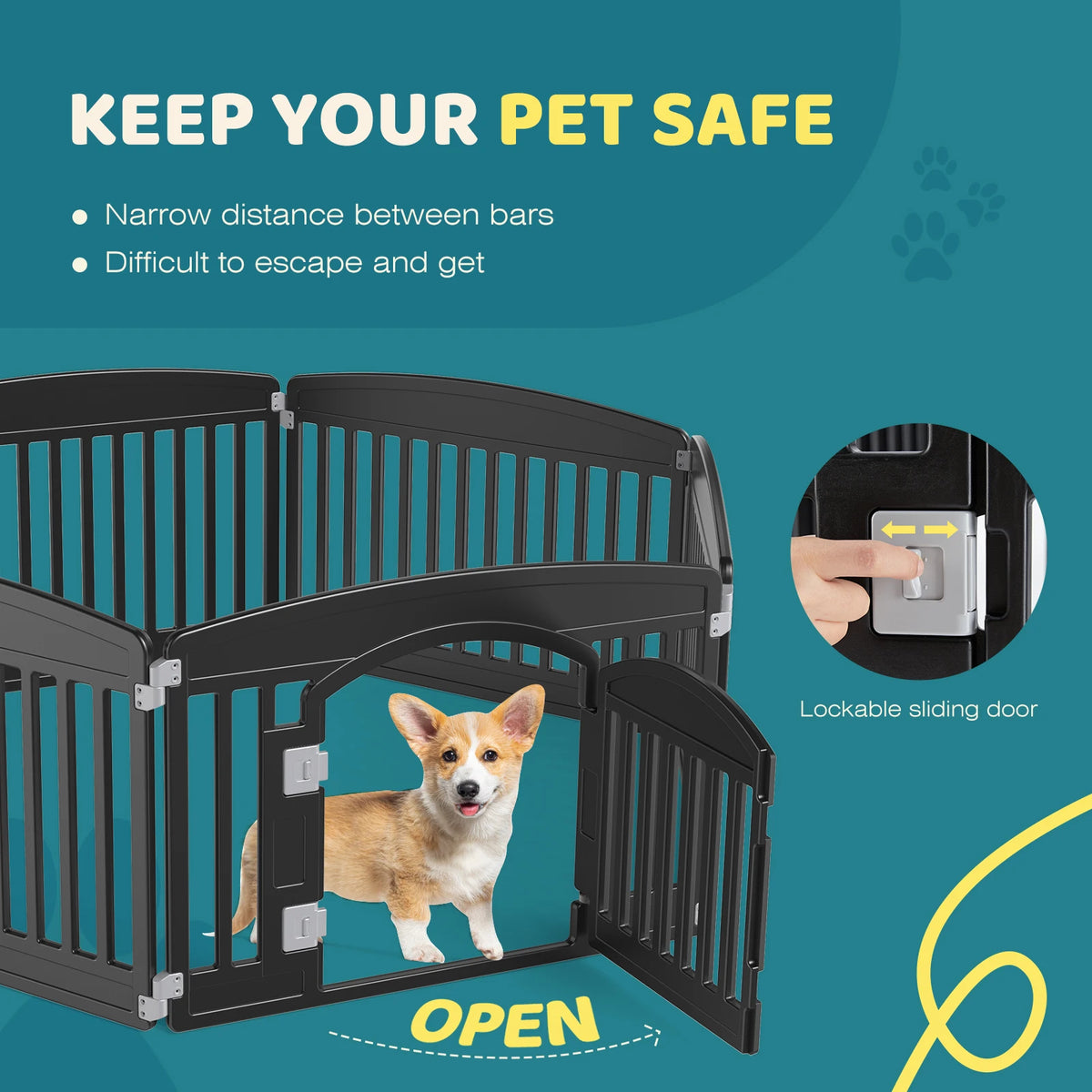 JHK Plastic Dog Playpen Foldable Expandable Pet Fence