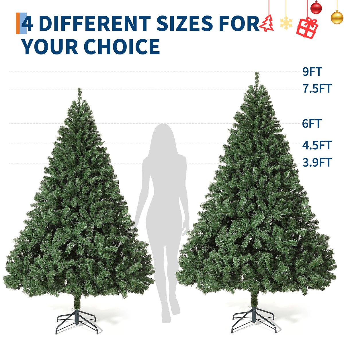 HiMiss Hinged Artificial Christmas Tree With Led Lights