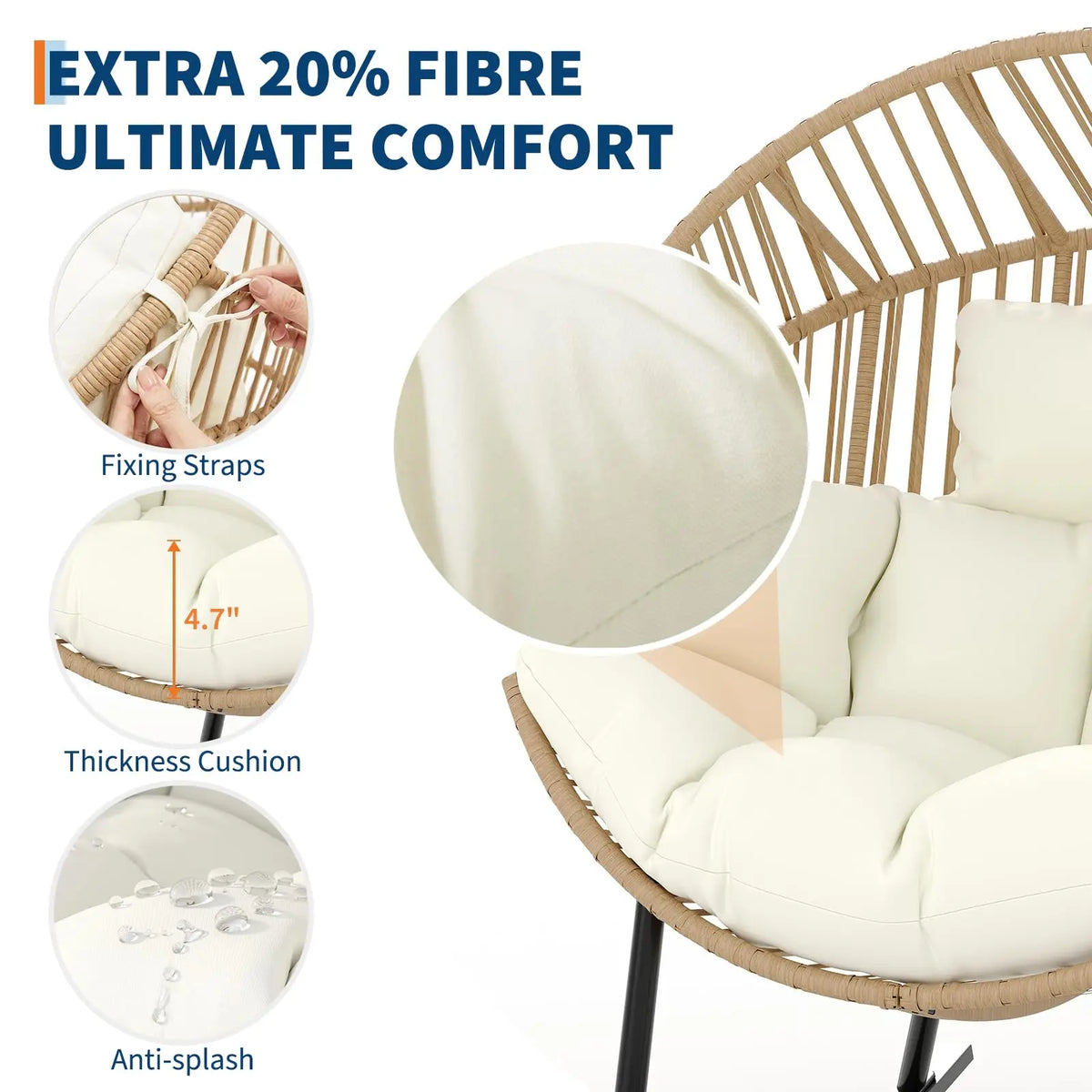 HobbyLane Papasan Rocking Chair Wicker Egg Lounge Outdoor Patio