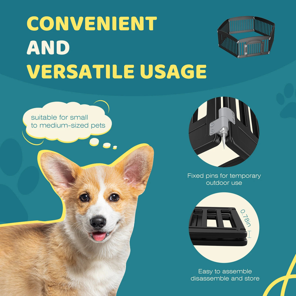 JHK Plastic Dog Playpen Foldable Expandable Pet Fence