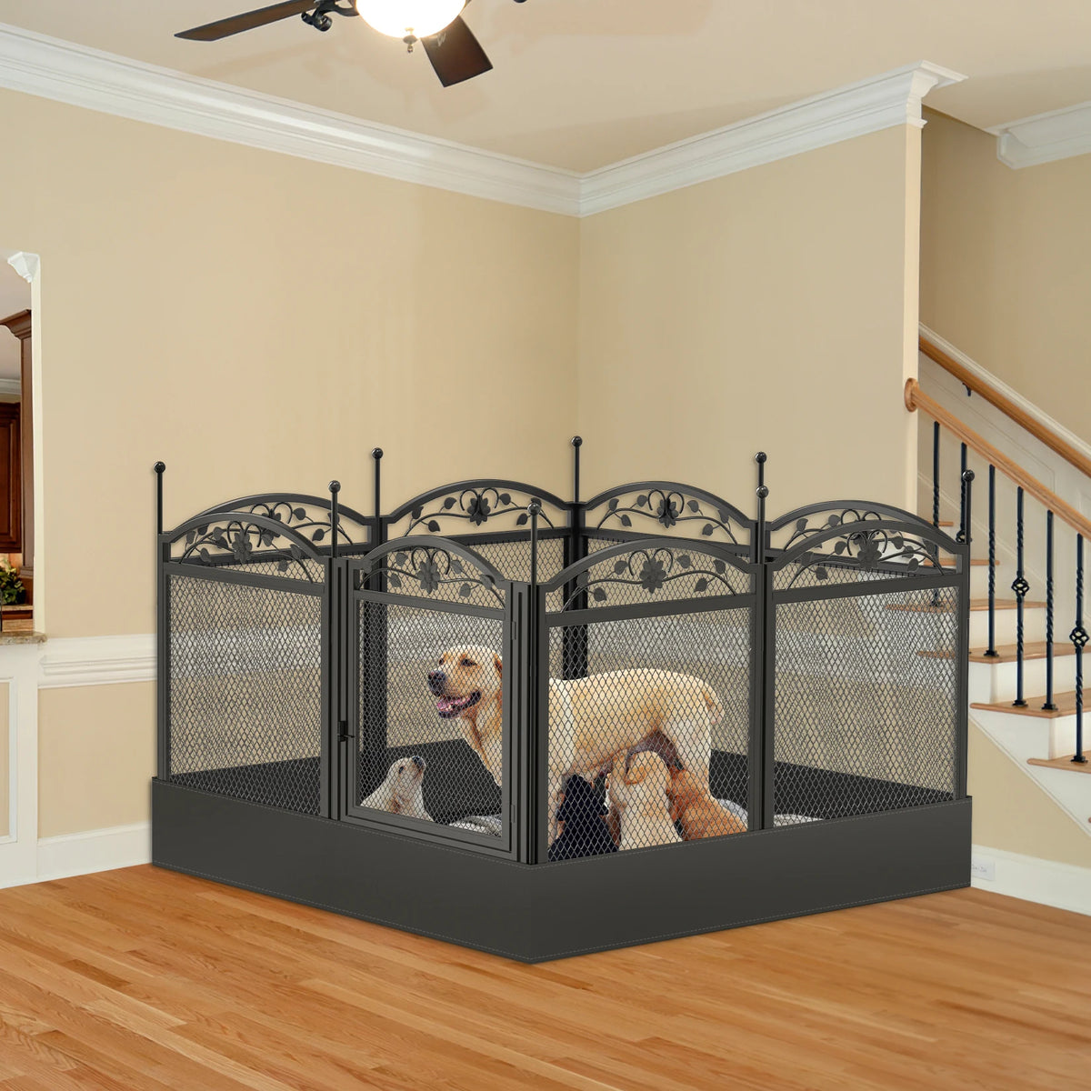 Bingopaw Heavy Duty Metal Dog Playpen With Waterproof Pad