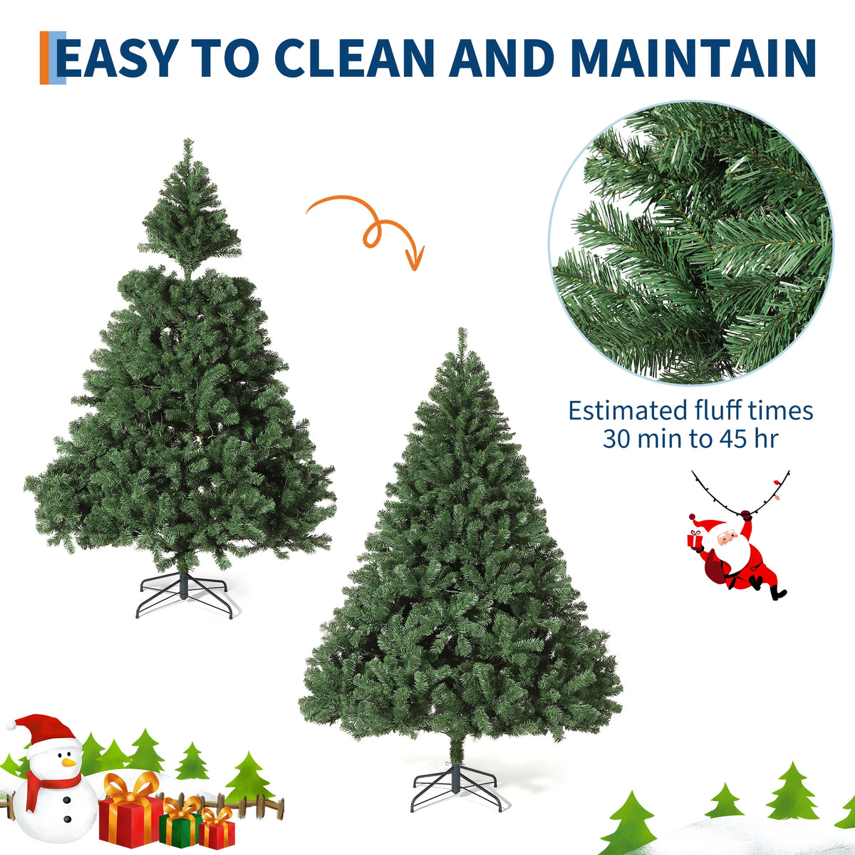 HiMiss Hinged Artificial Christmas Tree With Led Lights