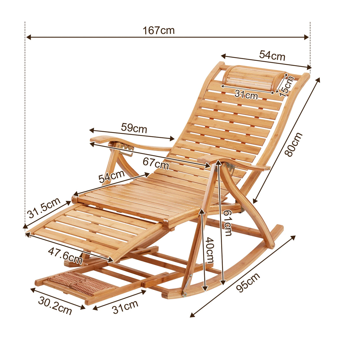 Bamboo Folding Rocking Chair For Indoor Outdoor Use