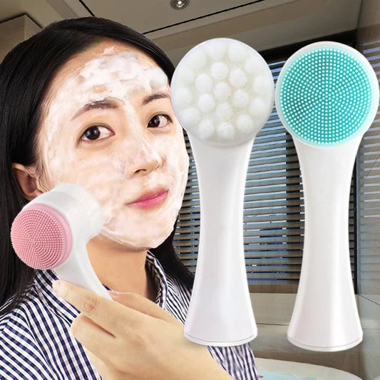 Silicone Double Sided Facial Cleansing Brush For Deep Pore Cleaning