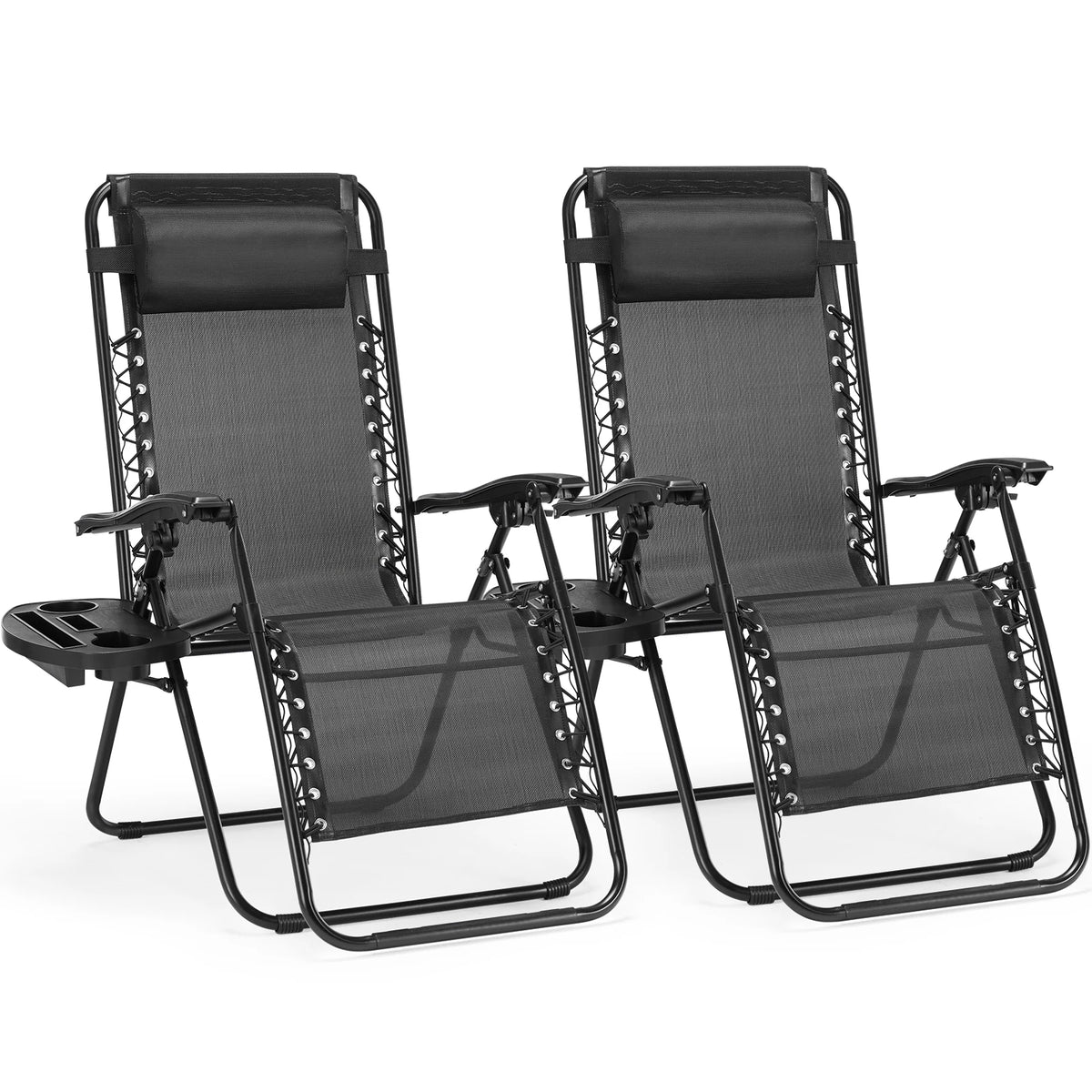 JHK Zero Gravity Outdoor Lounge Chair With Adjustable Pillow Tray
