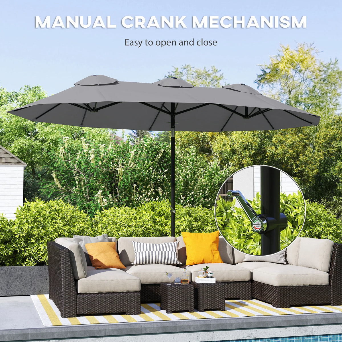 Outsunny Double Sided Patio Umbrella With Tilt And Crank