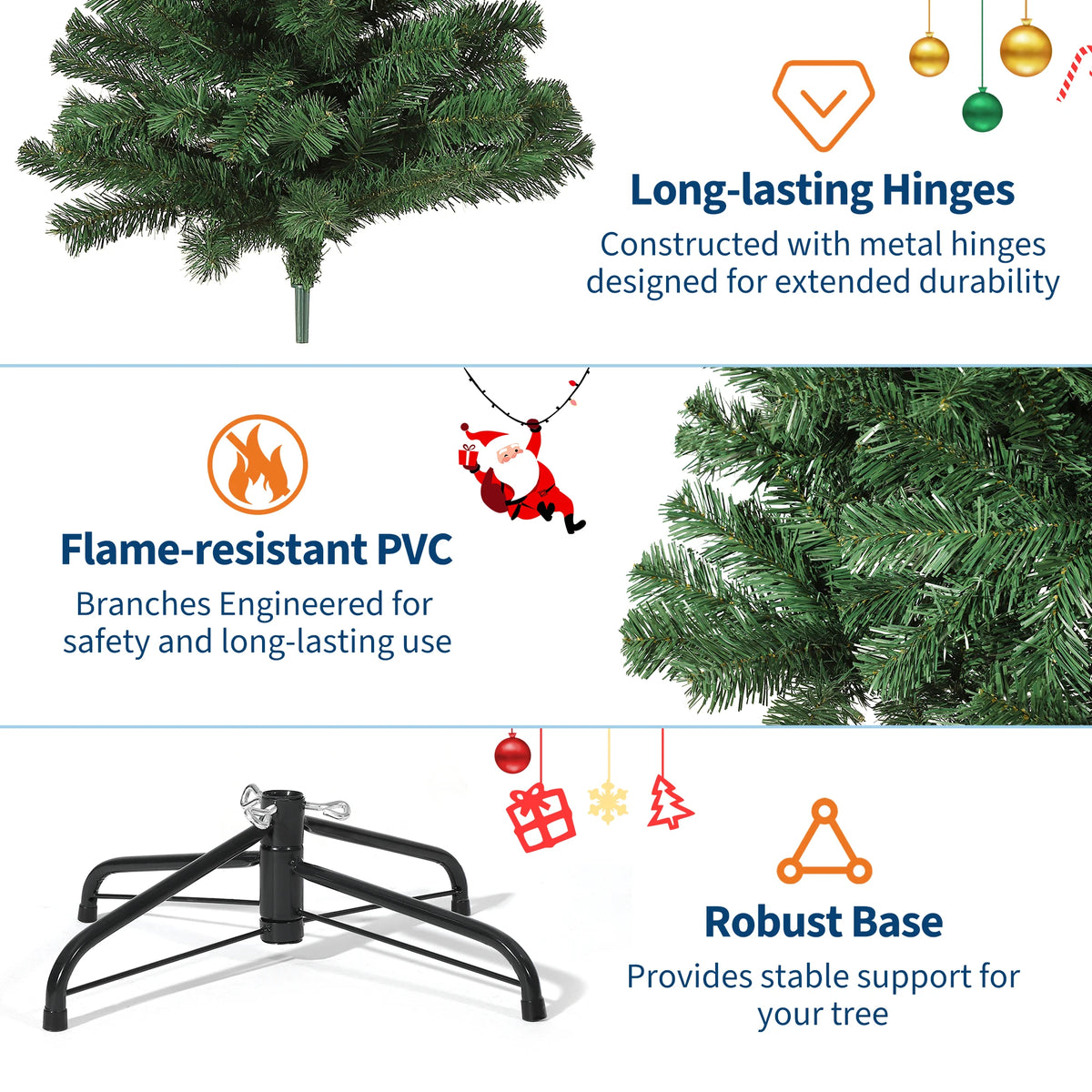 HiMiss Hinged Artificial Christmas Tree With Led Lights