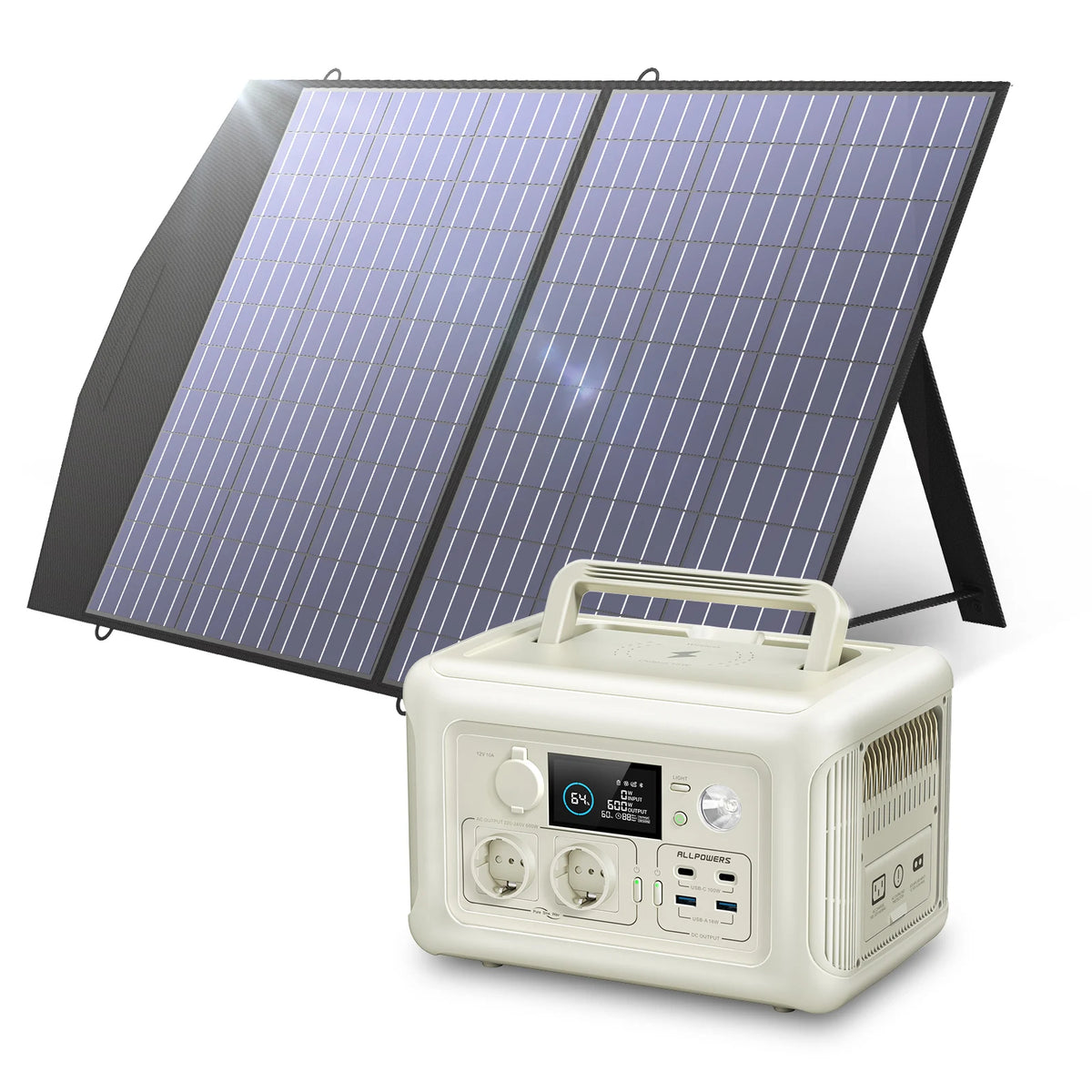 Allpowers 600W Portable Solar Generator Kit With LiFePO4 Battery