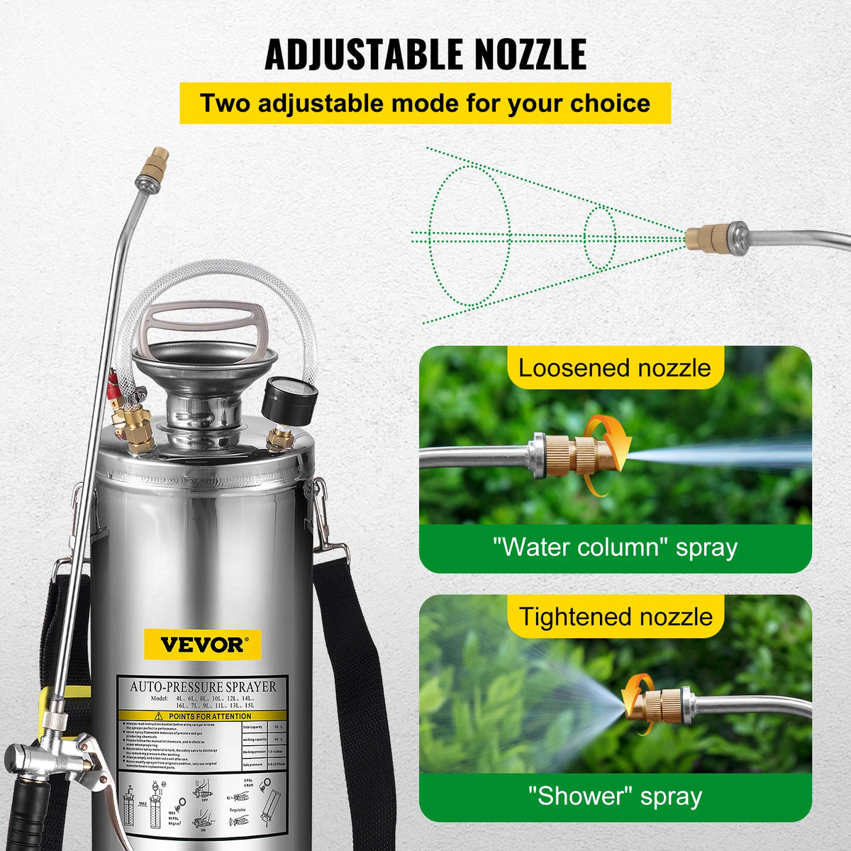 SucceBuy Stainless Steel Manual Hand Pump Garden Sprayer