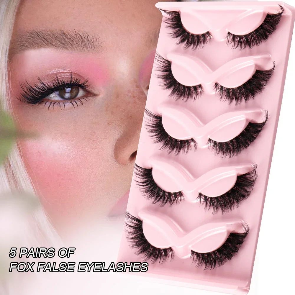 Natural Long Cat Eye Fake Eyelashes Winged Strip Lashes