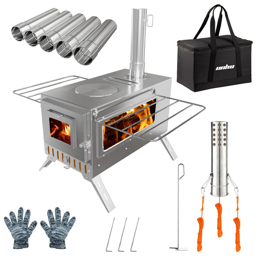 Outdoor Wood Burning Stove With Stainless Steel Chimney Pipe Set