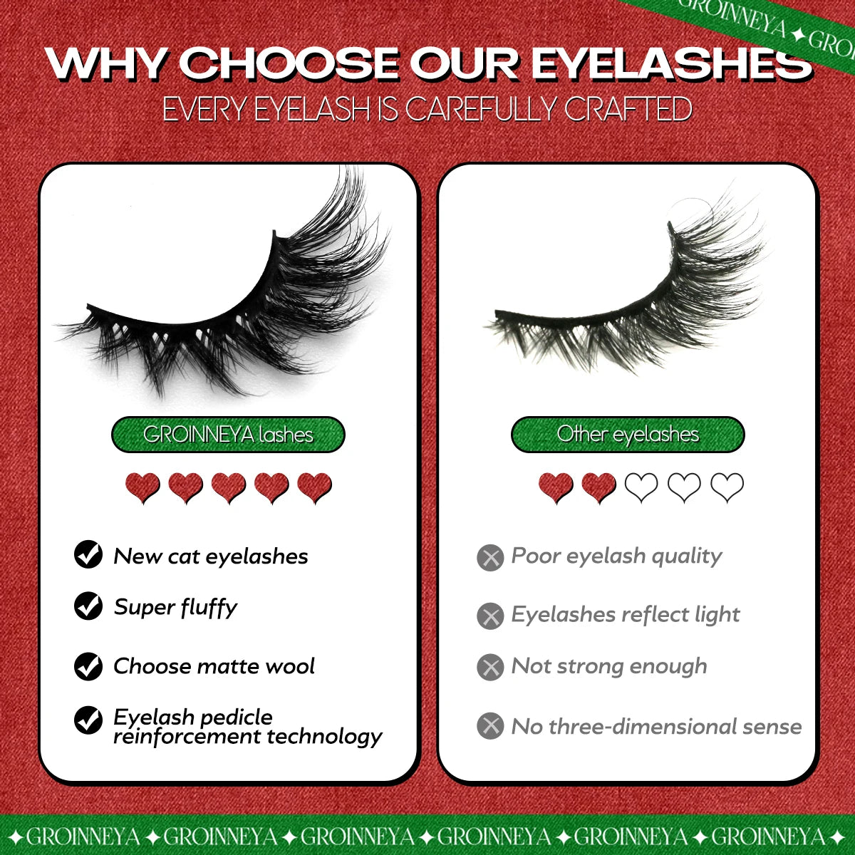 Natural Russian Strip Lashes Synthetic Hair Dramatic Style