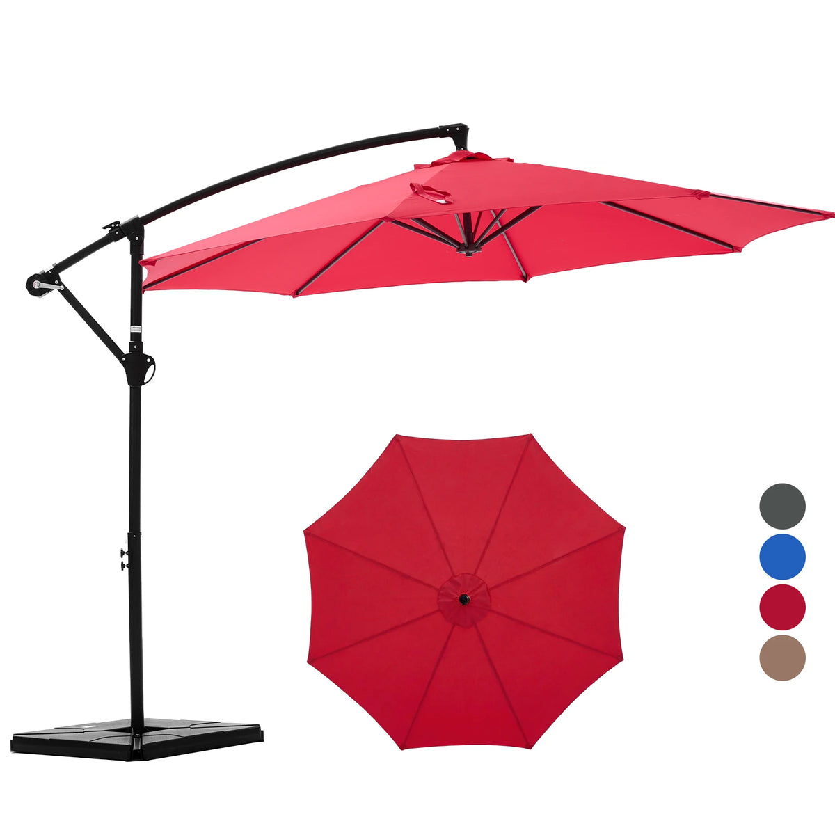 JHK Outdoor Offset Patio Umbrella With Adjustable Tilt UV Protection