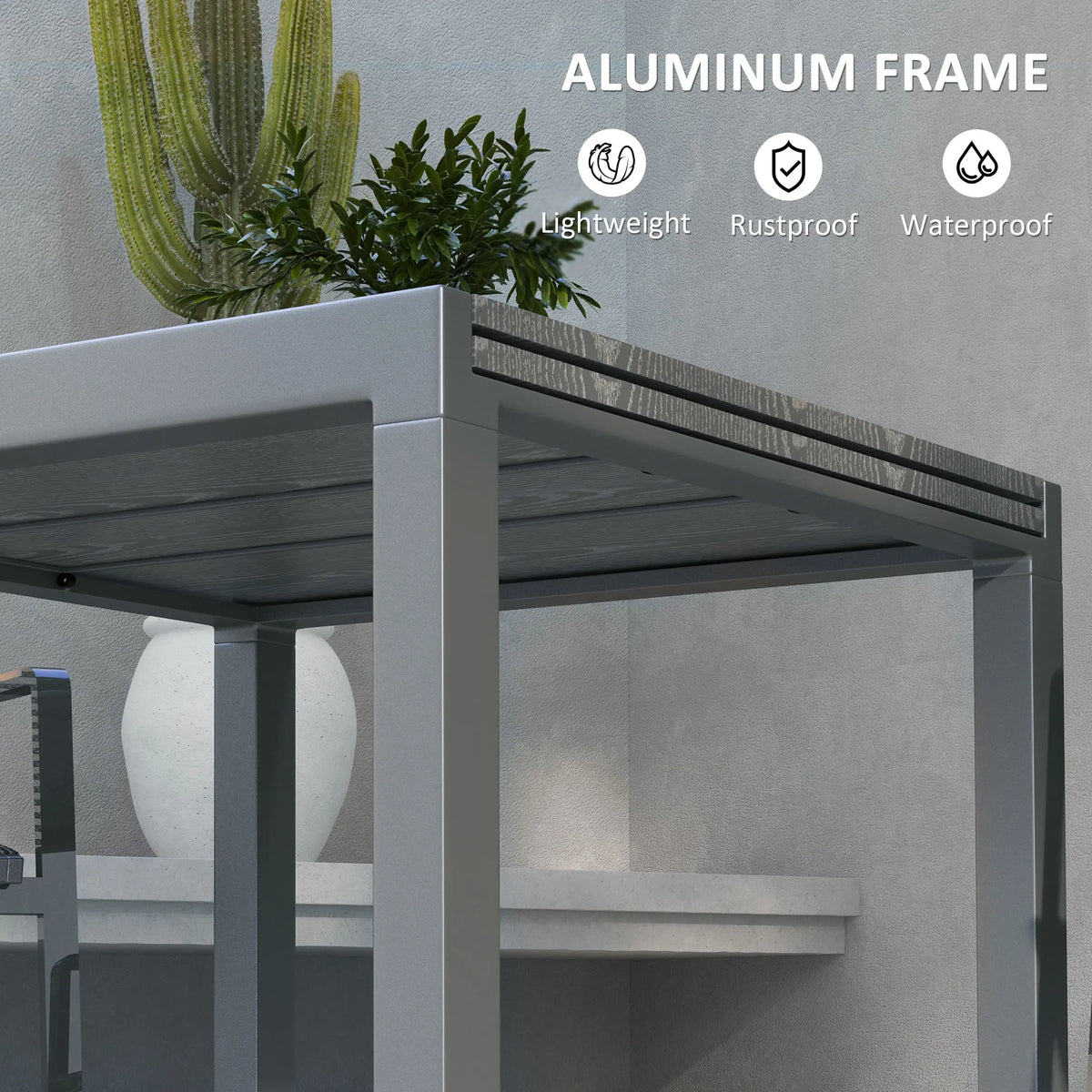 Outsunny Extendable Rectangular Aluminum Patio Dining Table