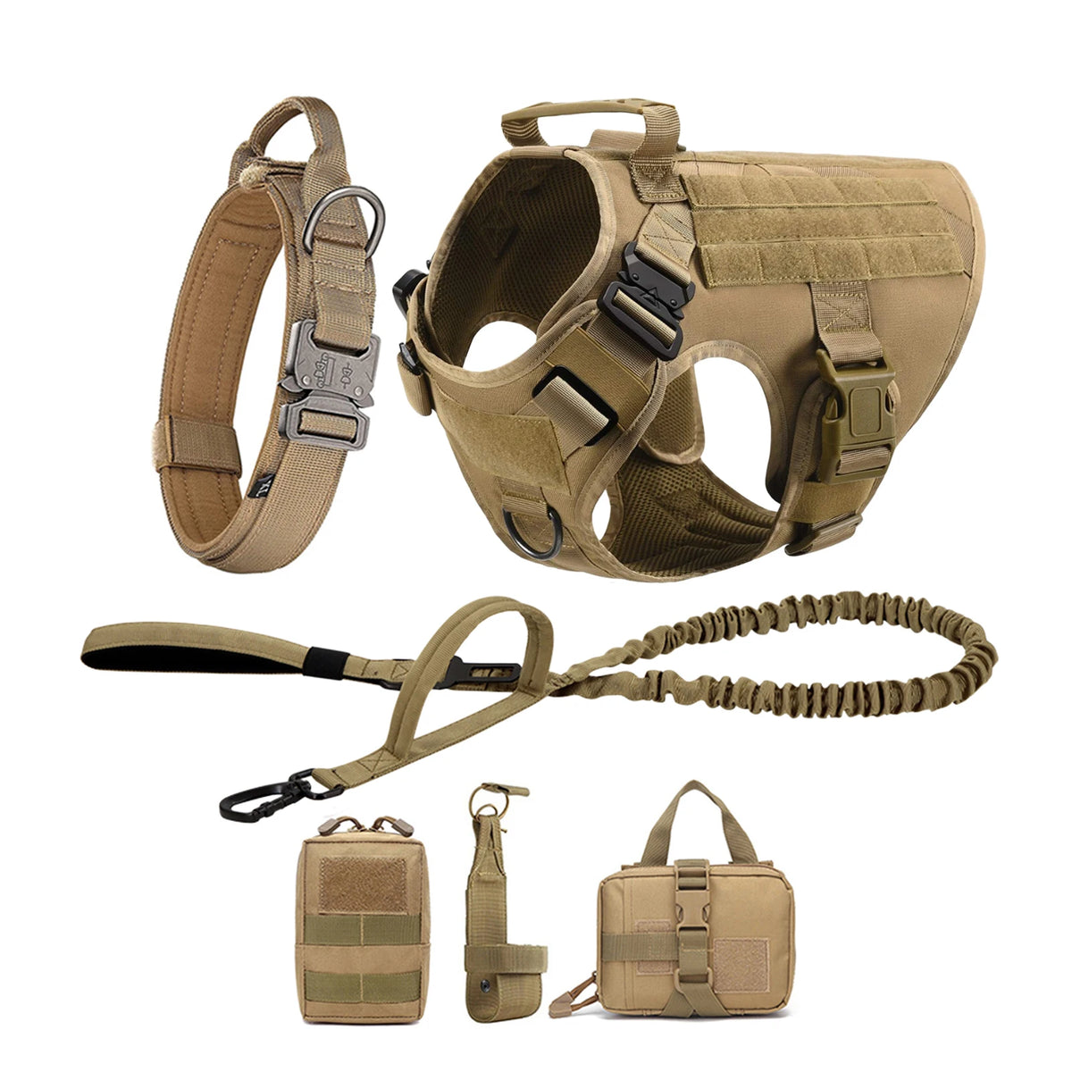 Petravel Tactical Dog Harness With Molle Pouch And Buckle